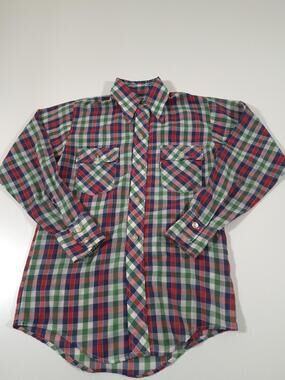 VTG Levis Shirt Womens S Multicolor Plaid Long Sleeve Button Up Made In USA FLAW